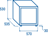 Miniatură: Mini congelator cu 1 usa batanta din sticla, 50 litri, 570x535x530 mm