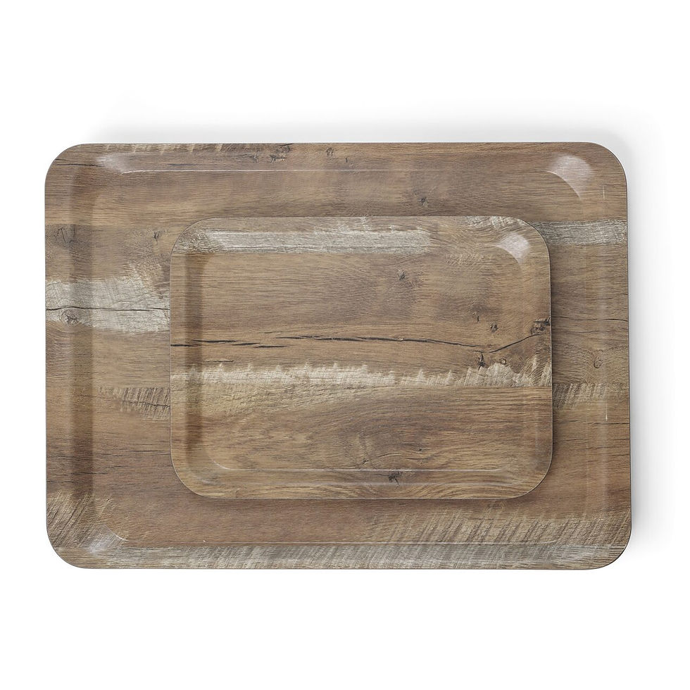 Tava servire din melamina, 330x430 mm cu aspect de lemn stejar maro
