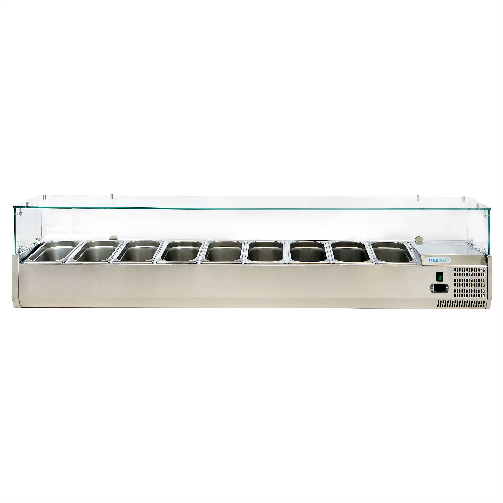 VRX2000-380, Vitrina frigorifica ingrediente, din inox cu geam, 9xGN1/3, forcold romania, horeca forcold, forcold bucuresti