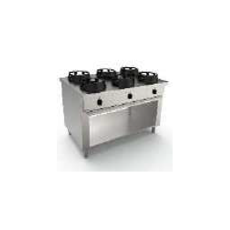 CA CC/06 BA 850h_1500x1000 mm, Masina de gatit WOK cu 6 arzatoare pe gaz, cu suport, 1500x1000x850 mm, Masina de gatit WOK cu
