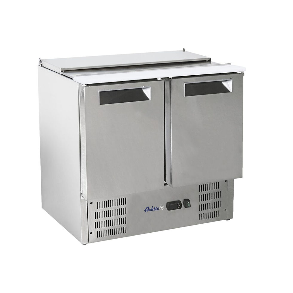 Saladetta cu 2 usi, 247 litri, din inox, blat polietilena, 900x700x860 mm