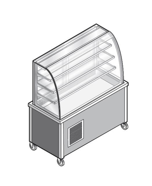 Modul refrigerat self service cu blat 3 x GN1/1 si vitrina refrigerare ventilata