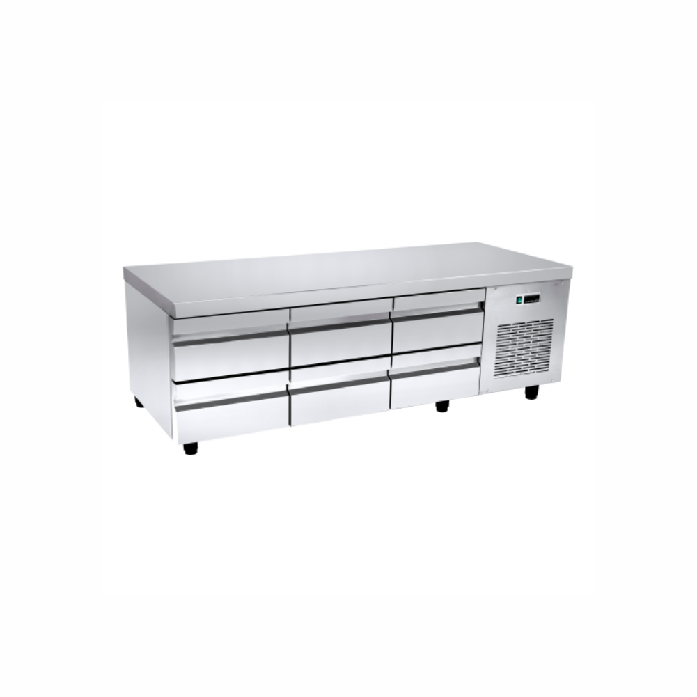 NK PA XA 179M-with drawers, Masa frigorifica refrigerare, inaltime joasa, inox cu 6 sertare, 1790x700x640 mm