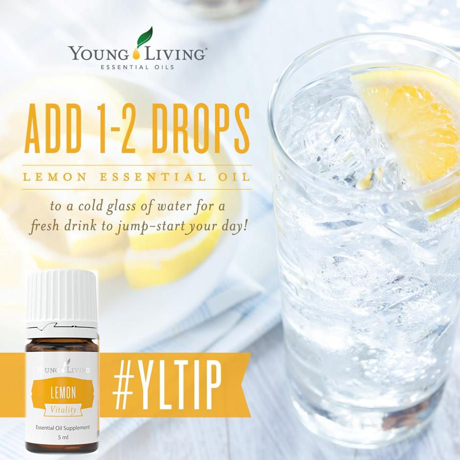 PRO TIP: Add the Lemon Vitality essential oil to the container first, then fill with filtered water.