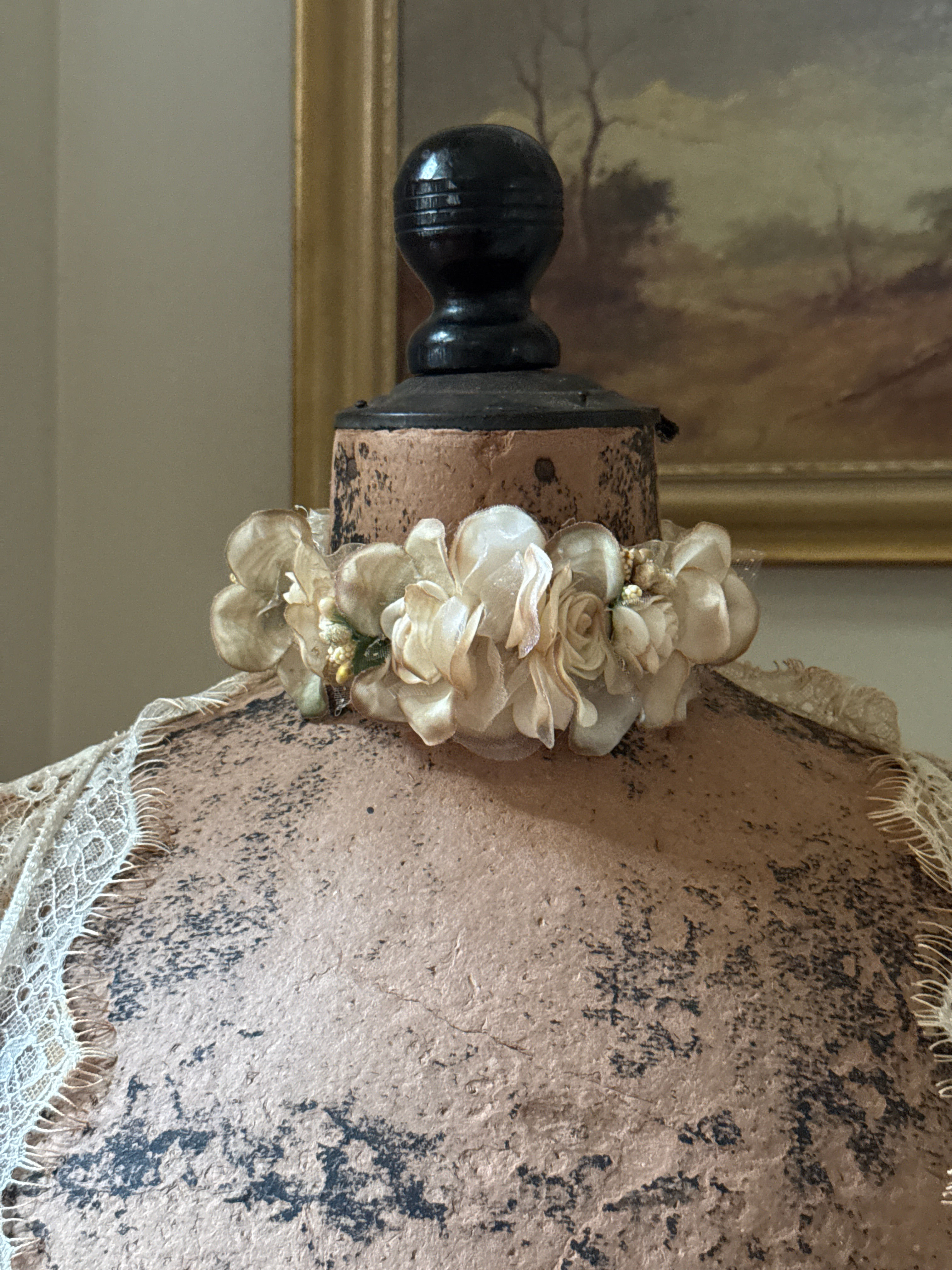 Aged Floral and Lace Neckpiece