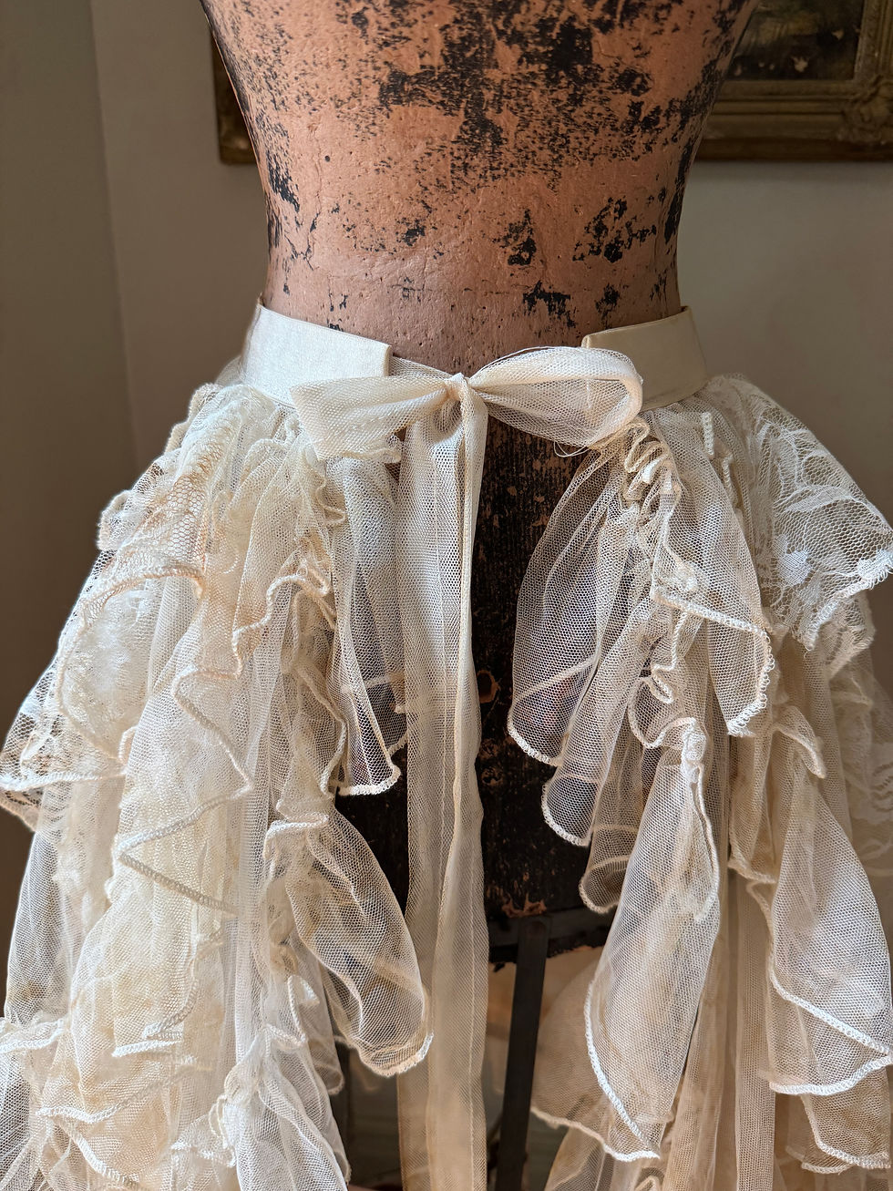 Thumbnail: Short Aged Lace and Tri Ruffle Center Tie Skirt