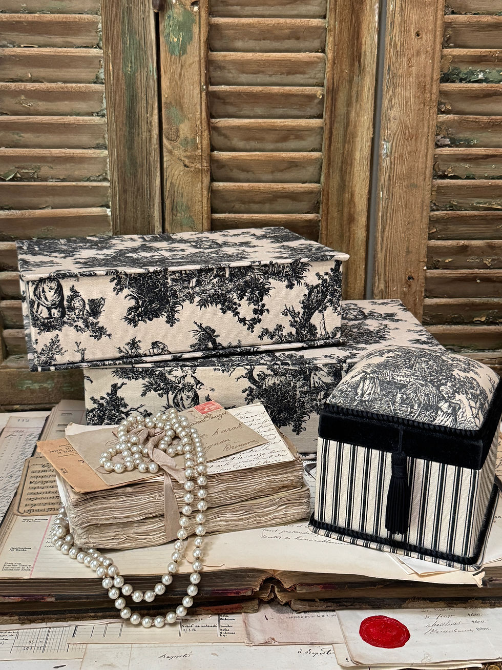 Thumbnail: Black Countryside Toile Print Box (Medium)