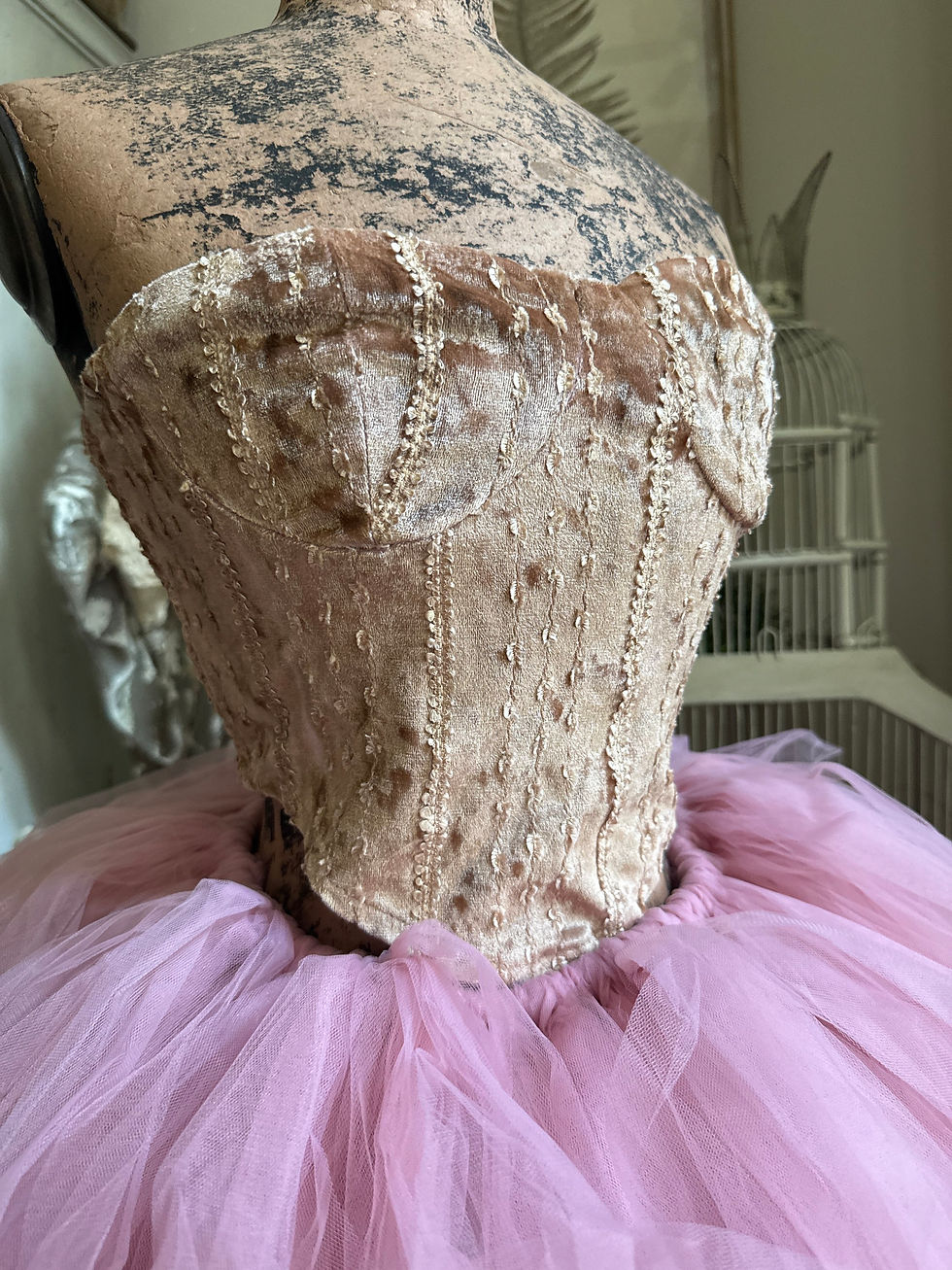 Thumbnail: Aged Strapless Blush Velvet Top