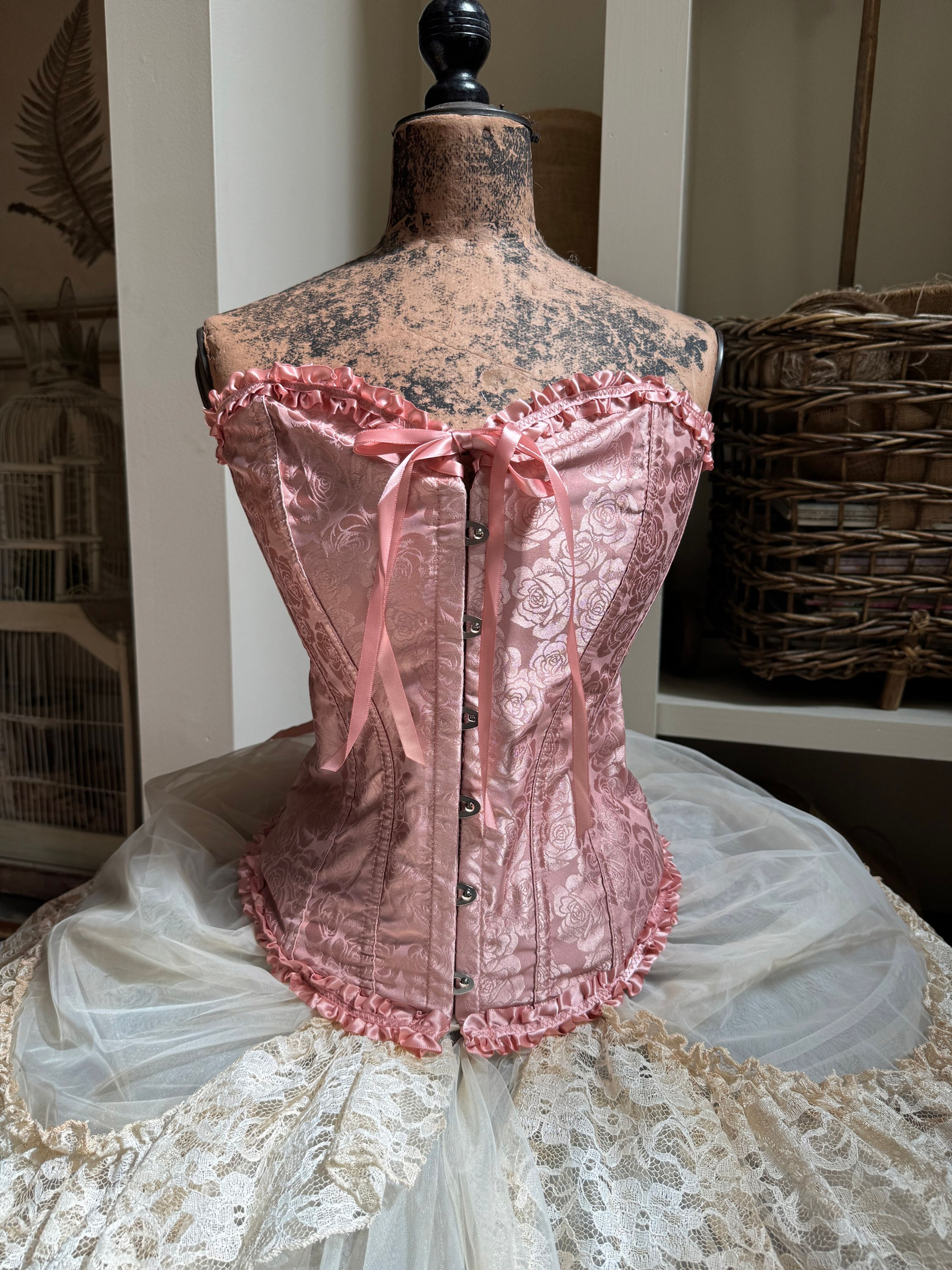 Blush Ruffle Trim Corset