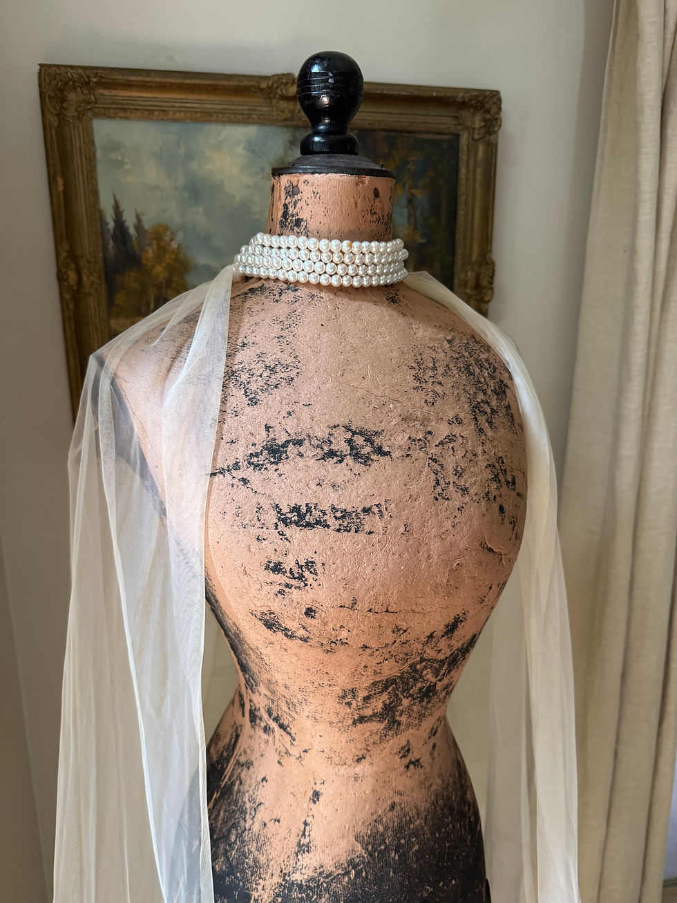 Thumbnail: Pearl Necklace Top Tulle Cape 