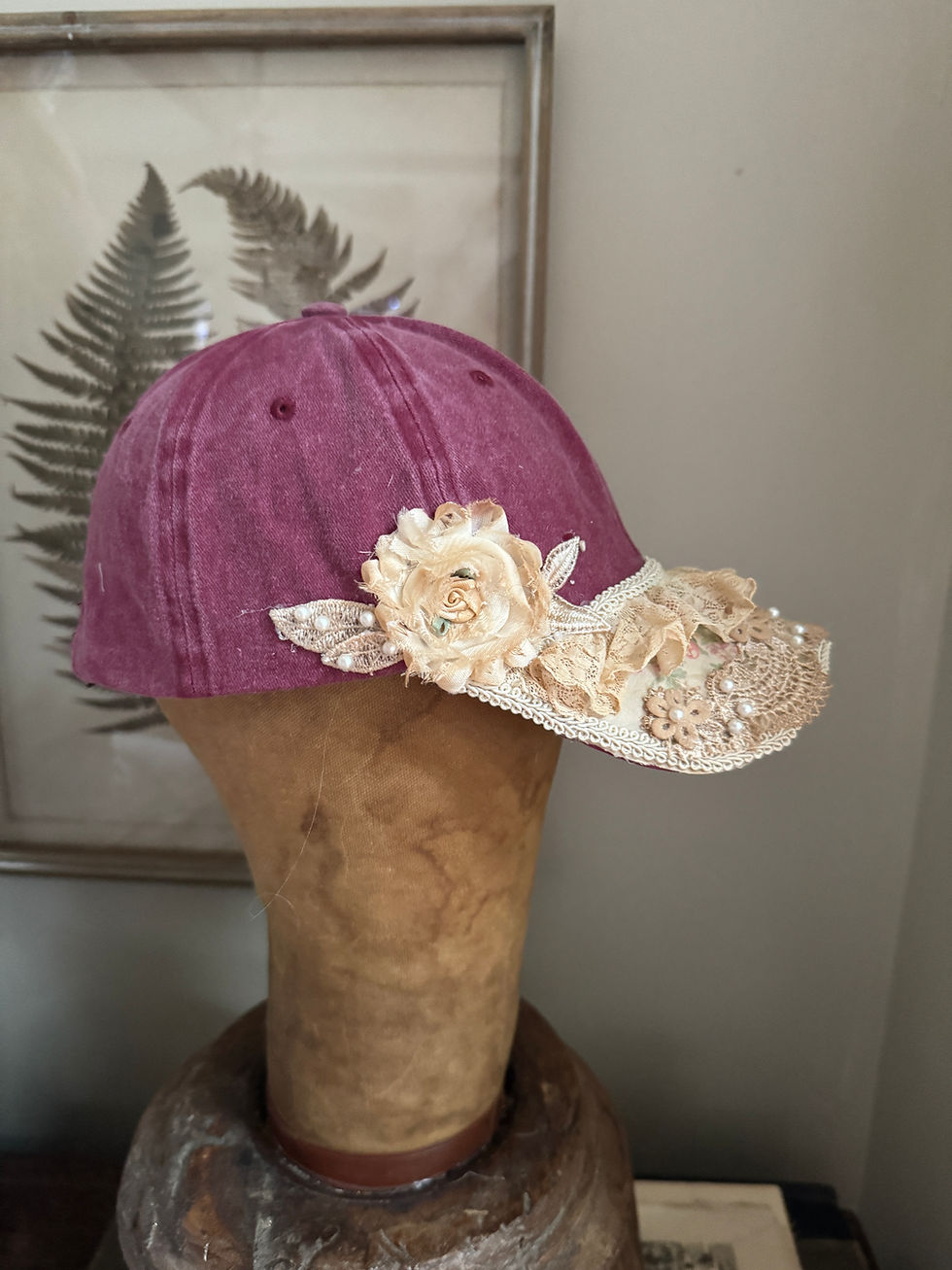 Thumbnail: Embellished Baseball Cap - Worn Deep Pink