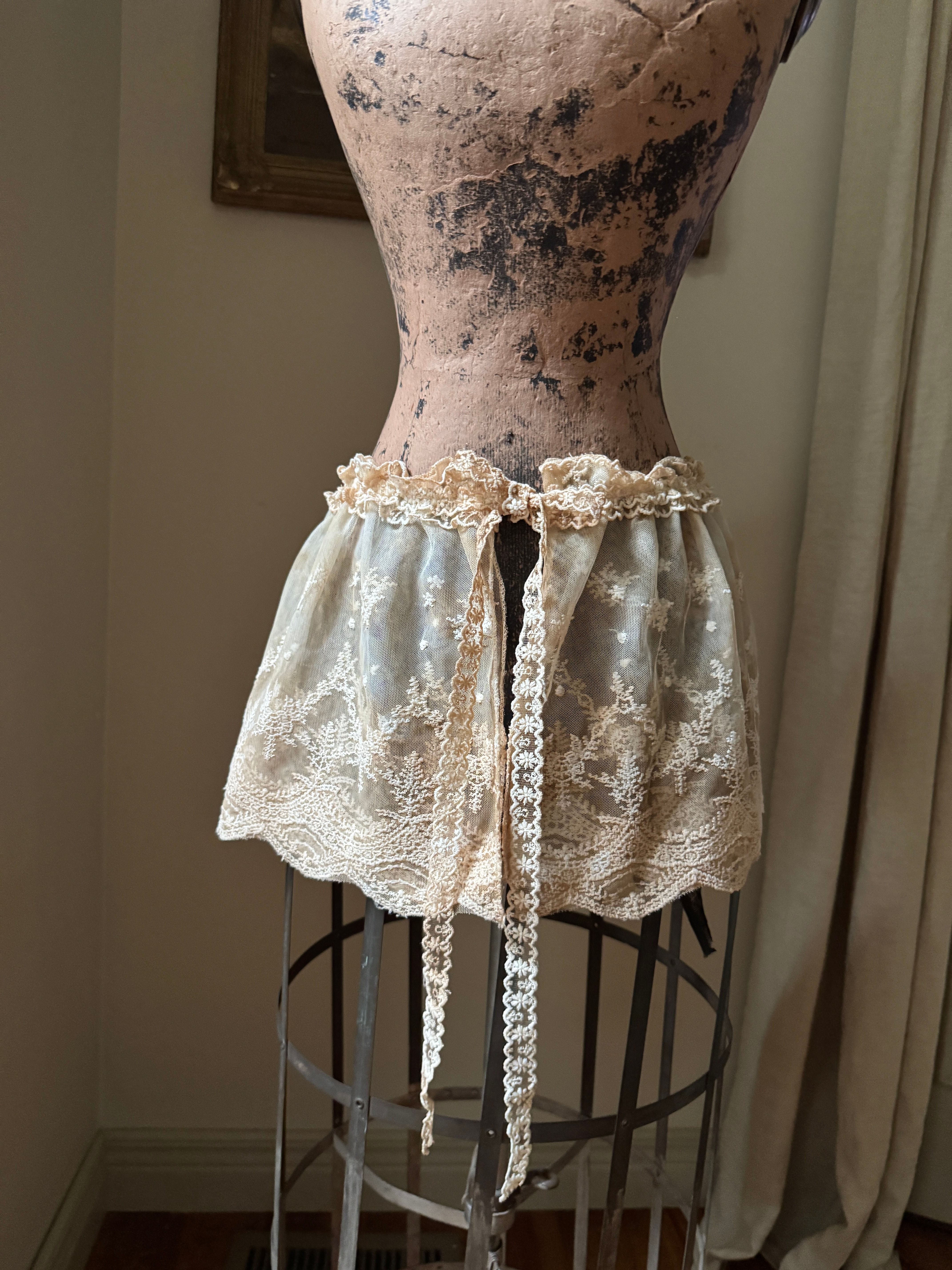 Embroidered Aged Ivory Overlay Skirt