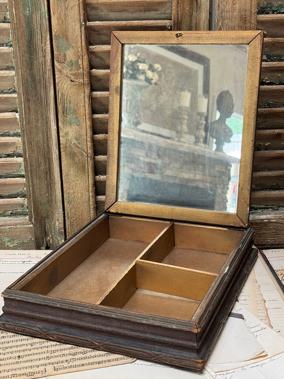 Thumbnail: Antique Victorian Scene Jewelry Box 