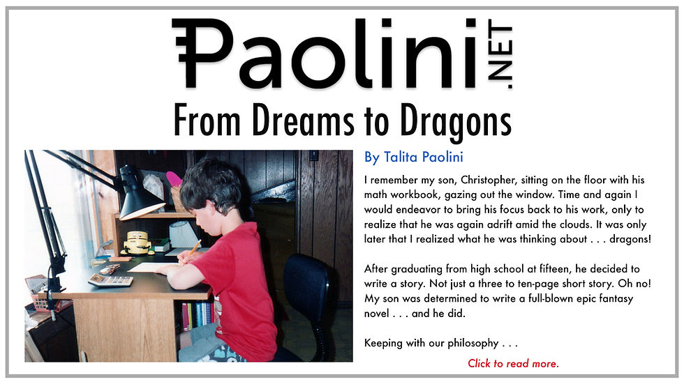 Christopher Paolini, From Dreams to Dragons, Paolini.net