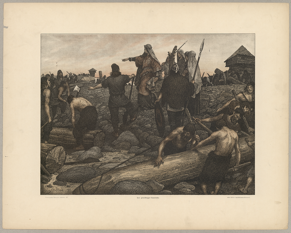 Thyra establishes the Danevirke" by Louis Moe, 1898