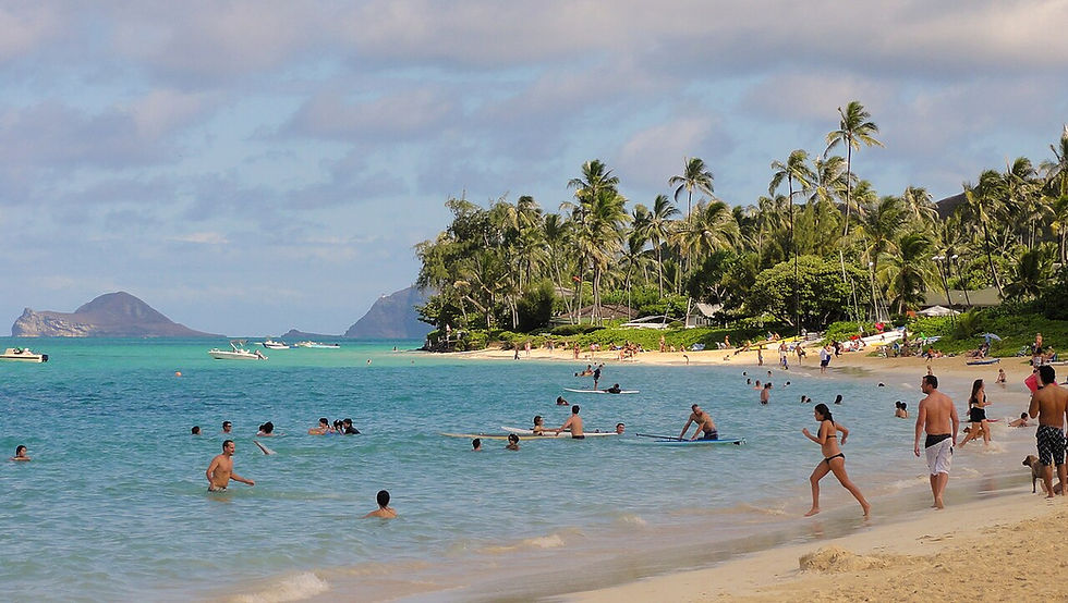 Beachgoers in Lanikai, Hawaii