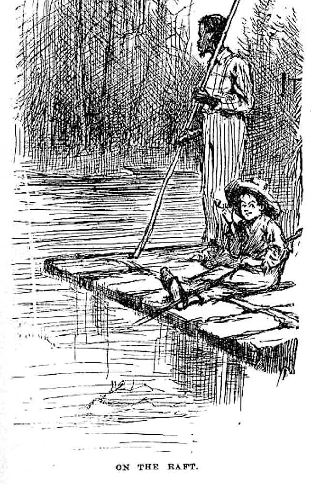 Jim and Huck on their raft, by E. W. Kemble