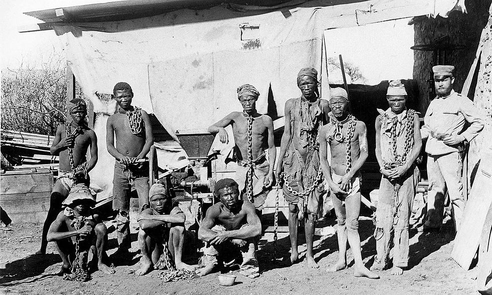 Prisoners from the Herero and Nama tribes during the 1904-1908 war against Germany