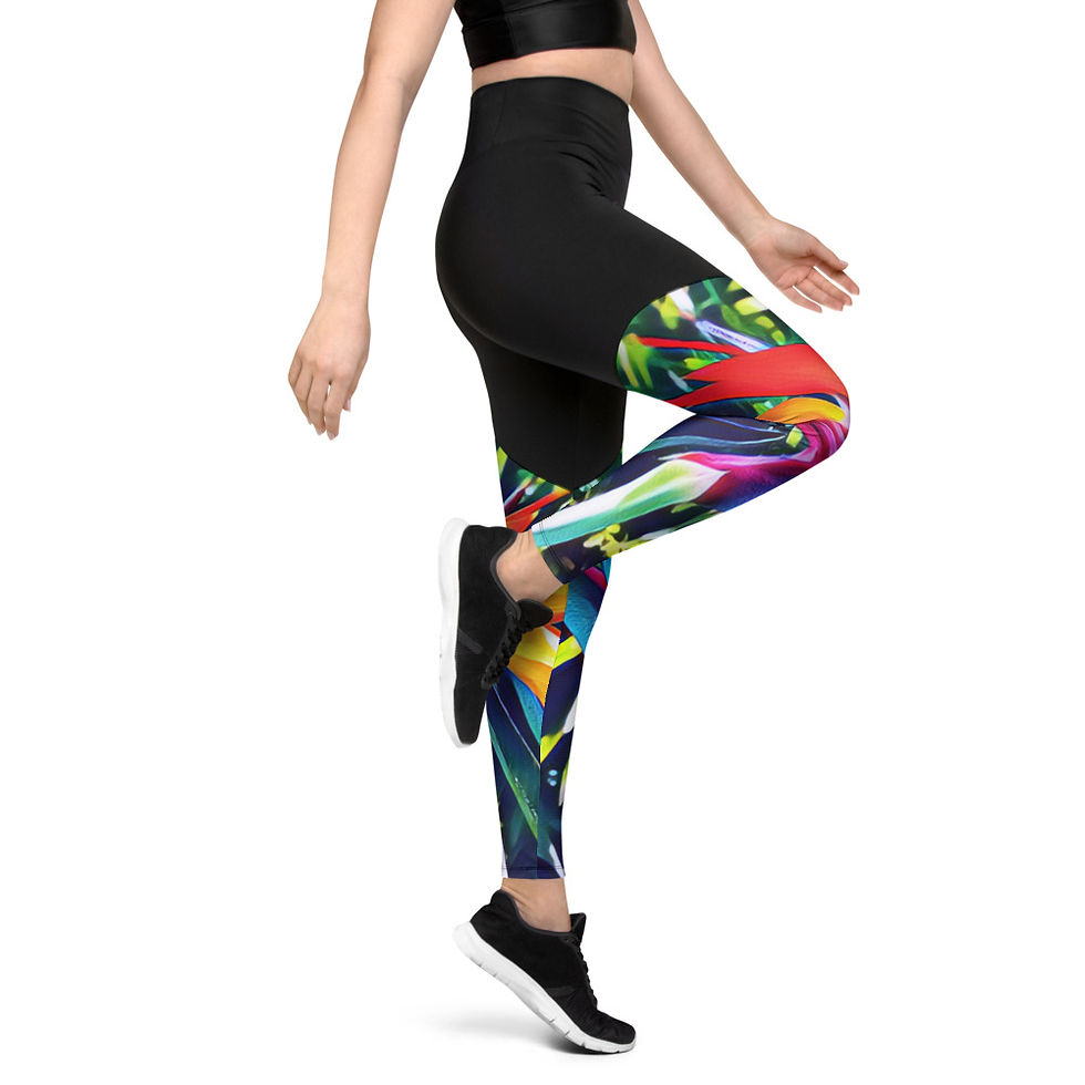 Thumbnail: Sports Leggings: Bird of Paradise (Both Legs)