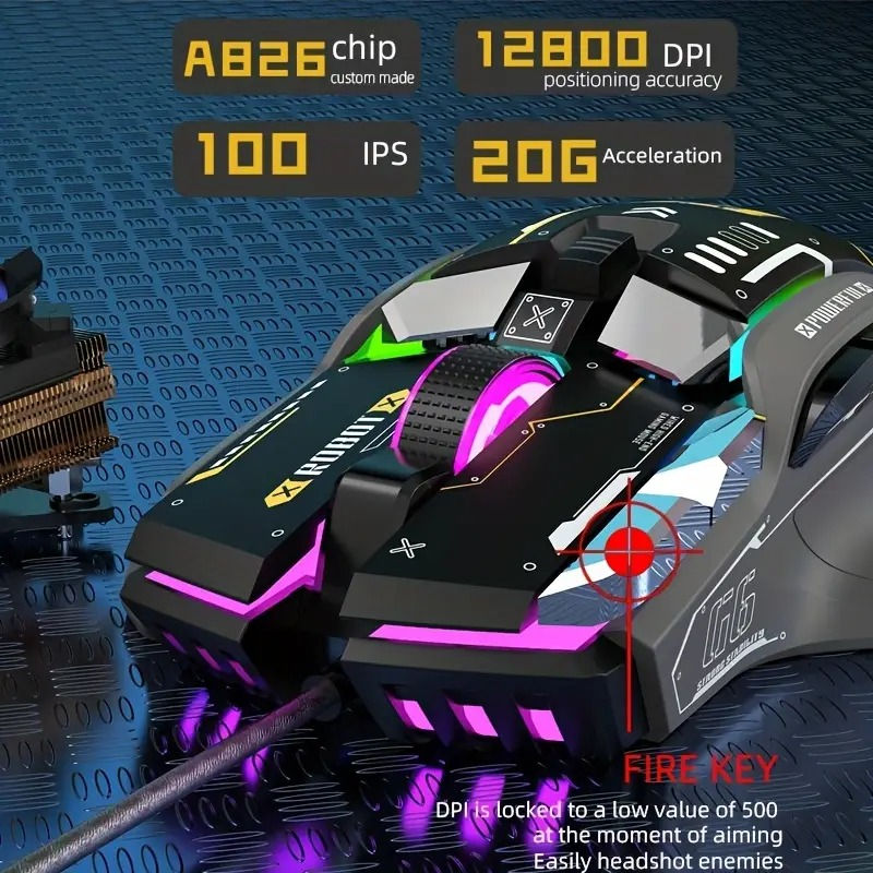 Thumbnail: Wired Gaming Mouse — RGB Lighting & 12800 DPI