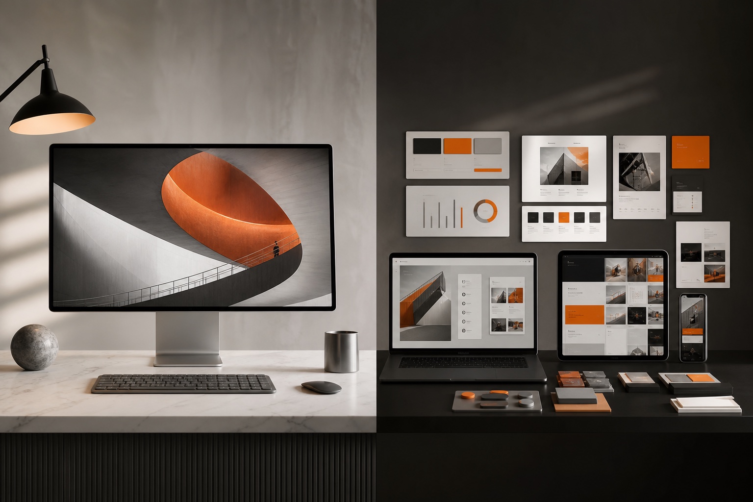 Comparison of an image-led brand presence website and a modular brand system
