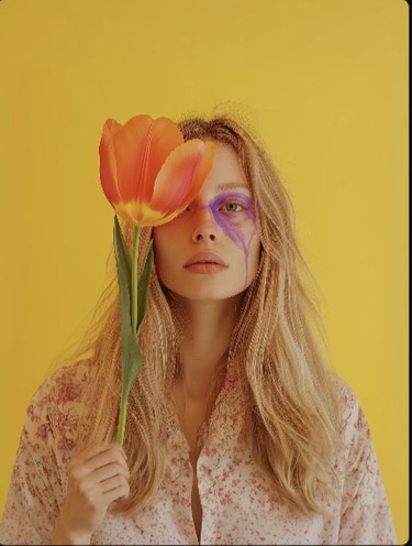 Portrait with orange flower