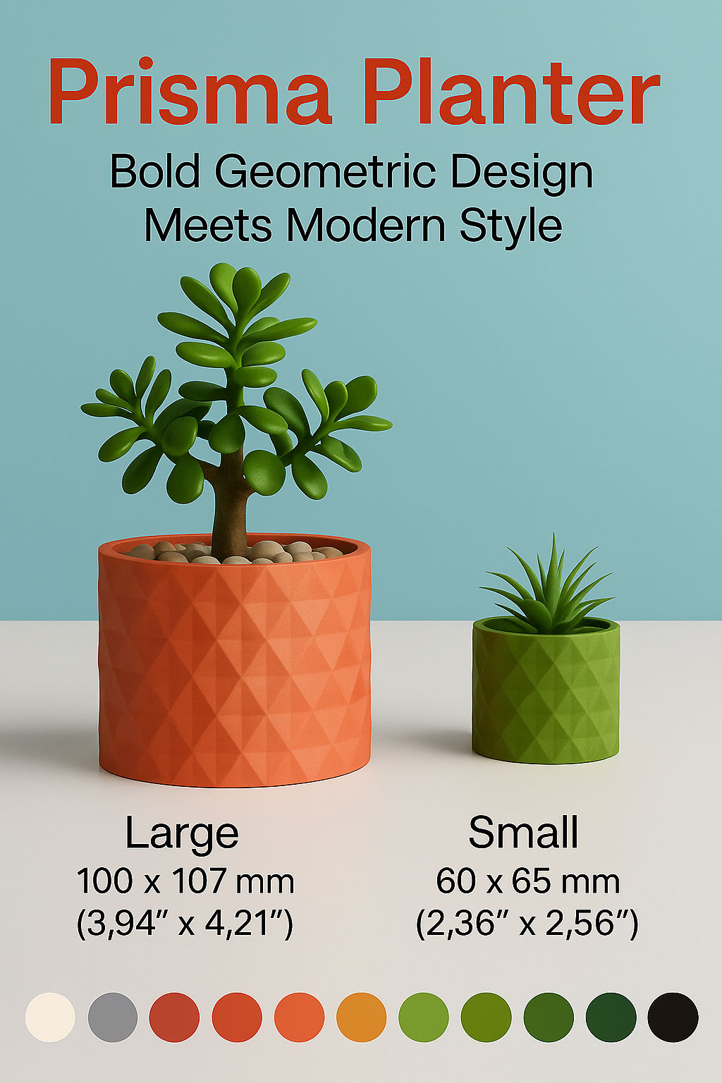 Prisma Planter – Bold Geometric Modern 3D Printed Planter