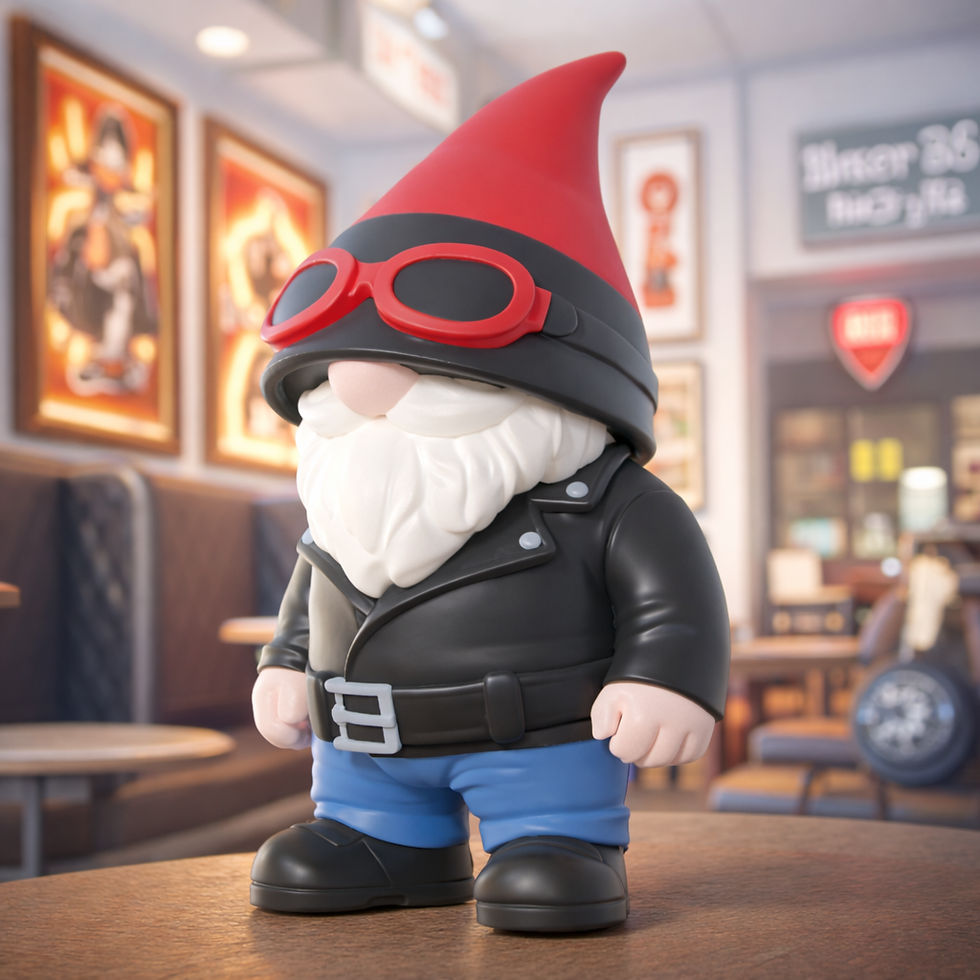 Thumbnail: Biker Gnome Rebel Rider – 3D Printed Motorcycle Gnome