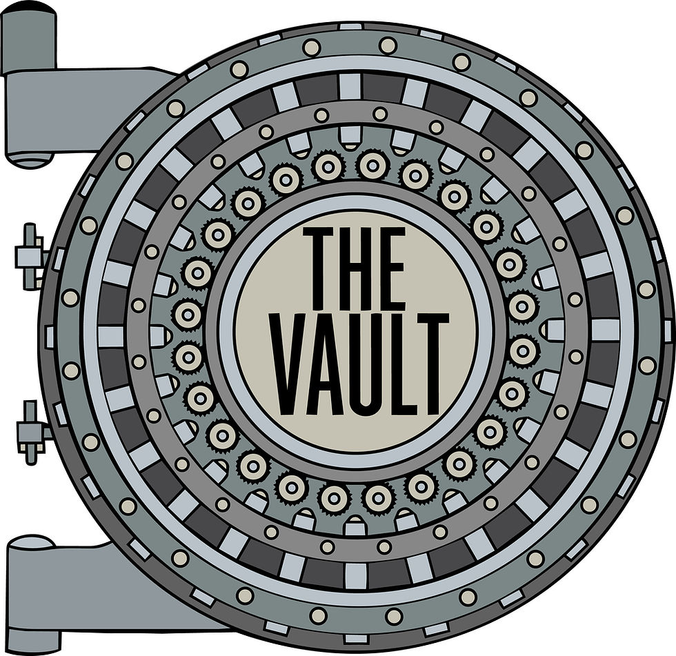 Firefly_Gemini Flash_make a simple white line logo of an open bank vault door with the wor