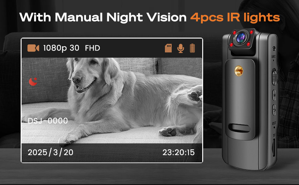 Thumbnail: 1080P ultra-high-definition wearable action camera, 170° wide-angle lens, 270°