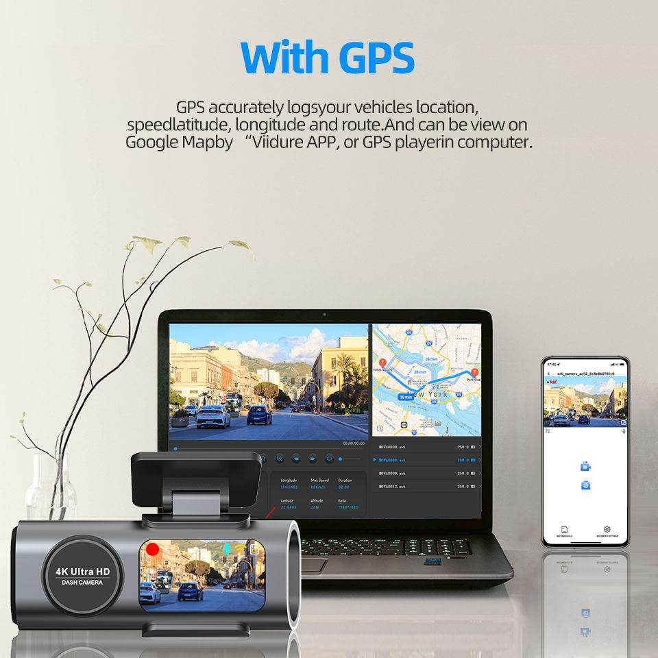 Thumbnail: Dash Cam 4K UHD Recording Car Camera DVR Night Vision Video Recorder Built-In Wi
