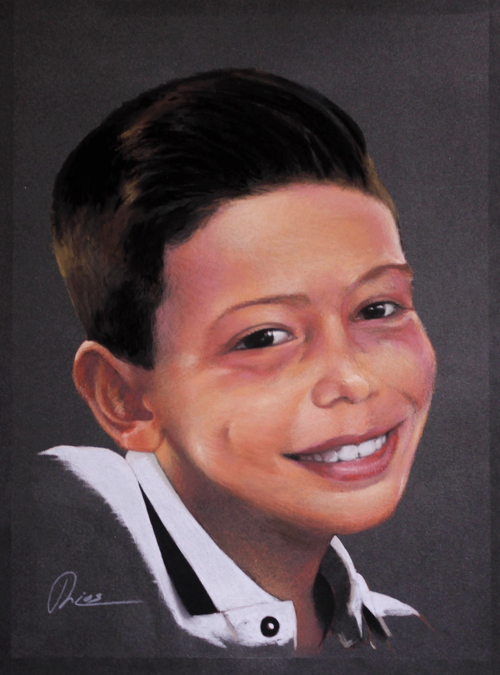 Child realistic pastel portrait young boy commission drawing