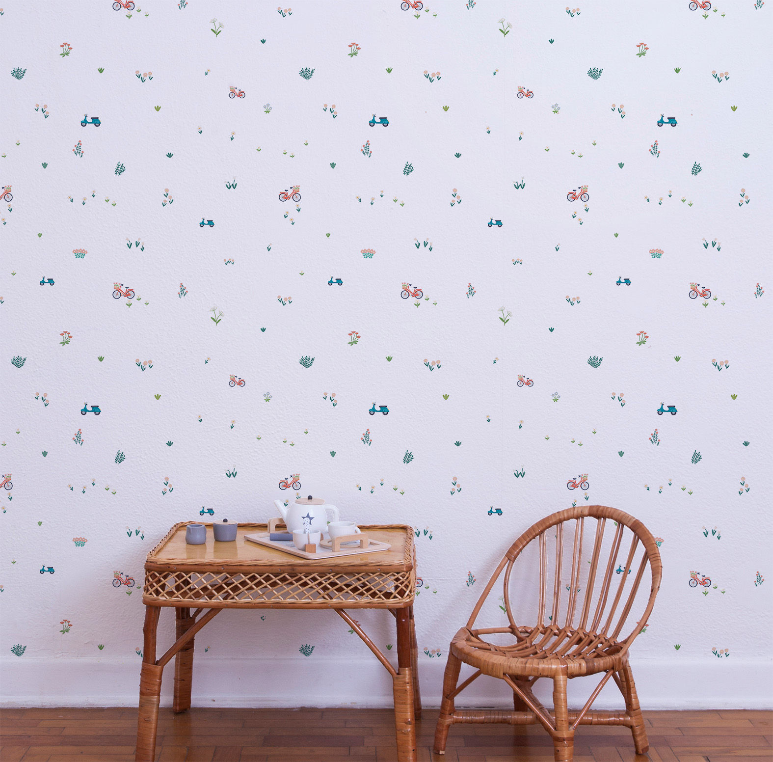 Papel Sheepy Villa Bike e Flores