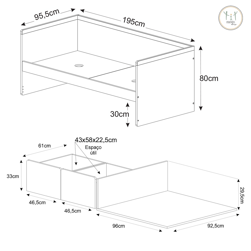 Miniatura: Sofá Evolutivo nicho e baús palha - 01 grade TIT Escandinava®