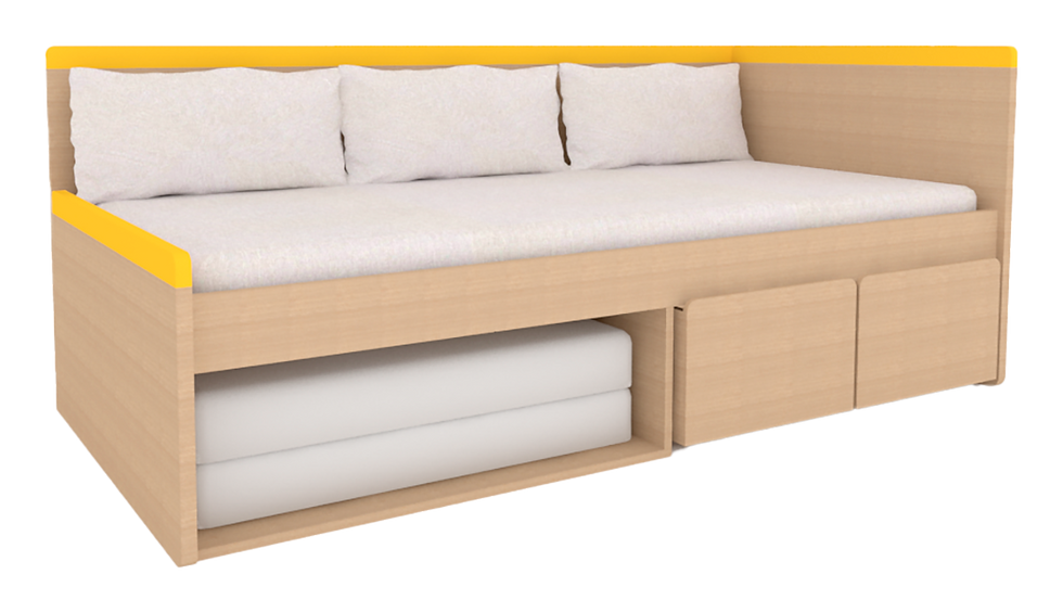 Miniatura: Cama Painel com baús e nicho TIT Escandinava