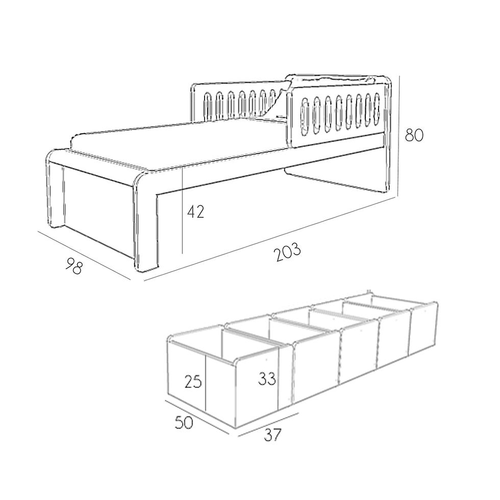 Miniatura: Cama /baú - 02 grades TIT Freijó ®