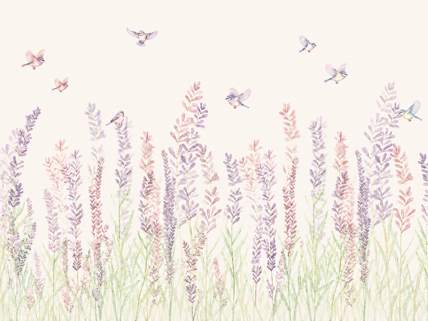Painel Lavanda e passarinhos