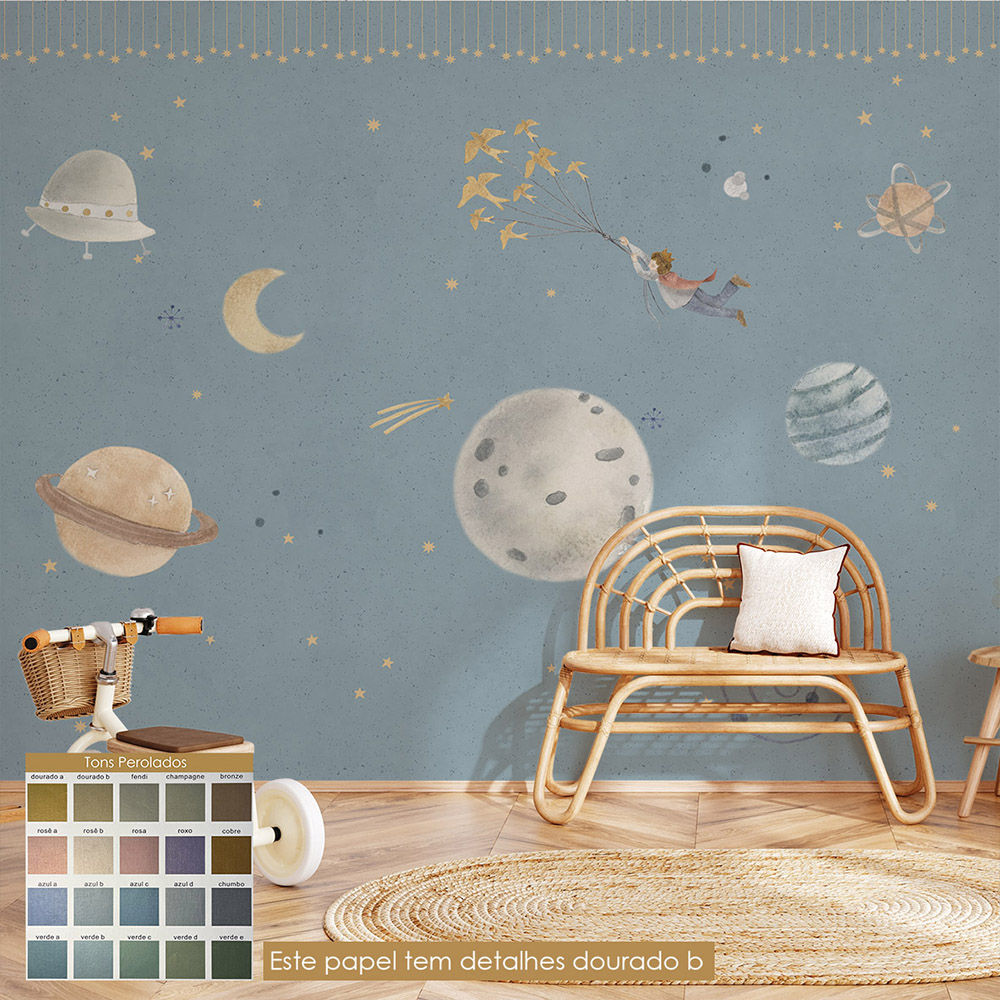 Painel Pequeno Principe Azul Ouro