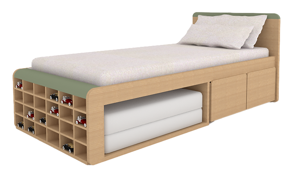 Miniatura: Cama carro baús e nicho TIT Escandinava®