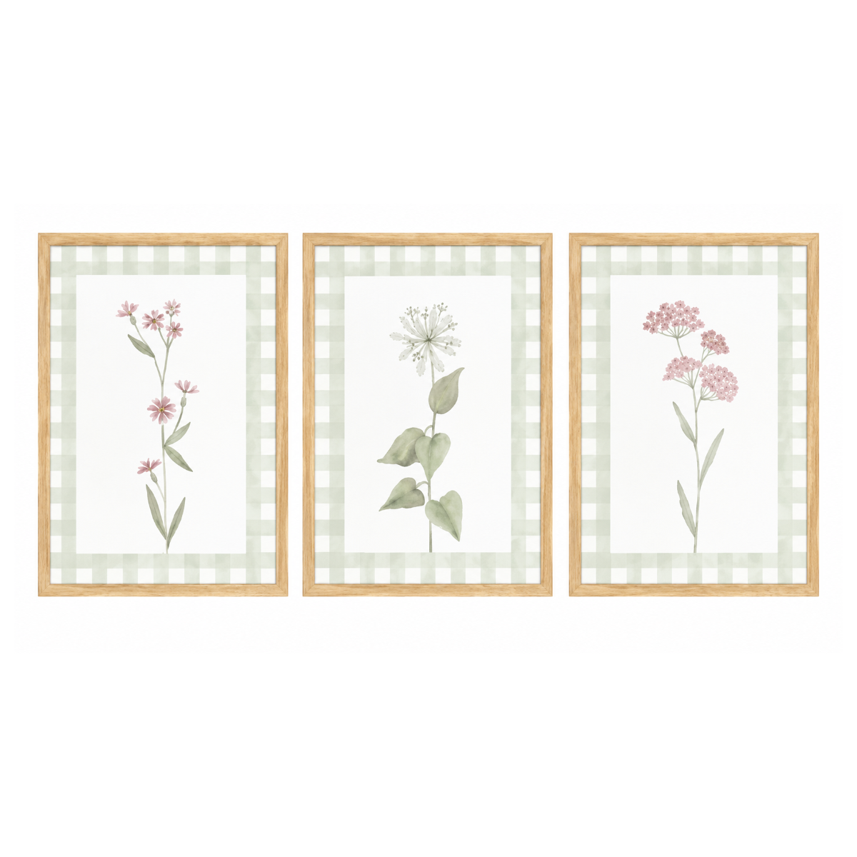 Trio de quadros - Coleção Jardim Rosa