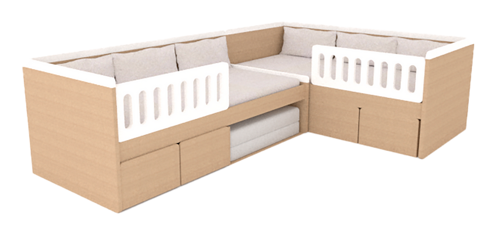 Miniatura: Sofá em L - 1 Cama Painel/baús e nicho 02 grades TIT Escandinava®