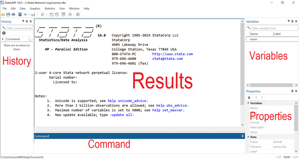 Getting Started In Stata The Stata Interface