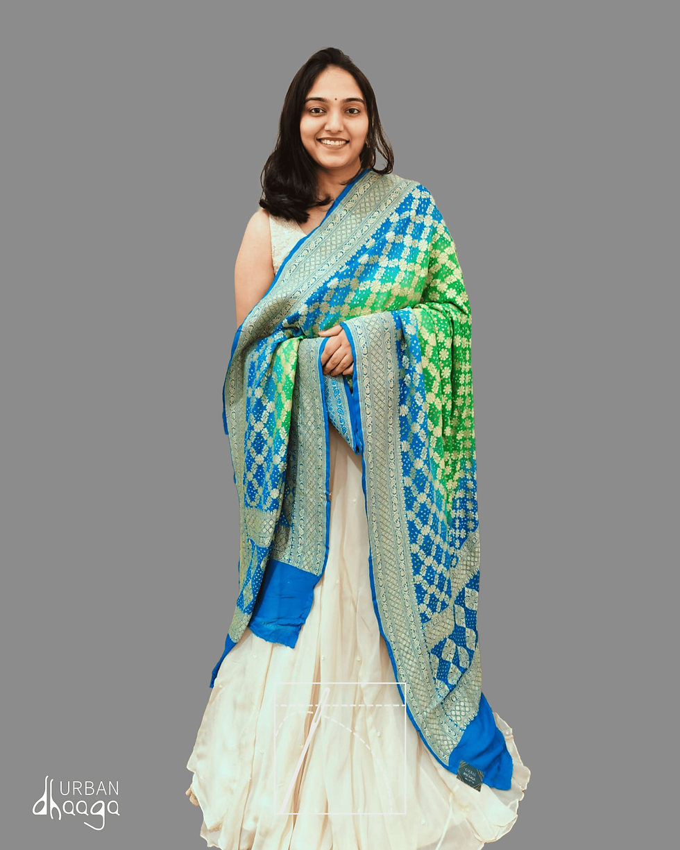 Thumbnail: Neemzari Dupatta in Blue-Green