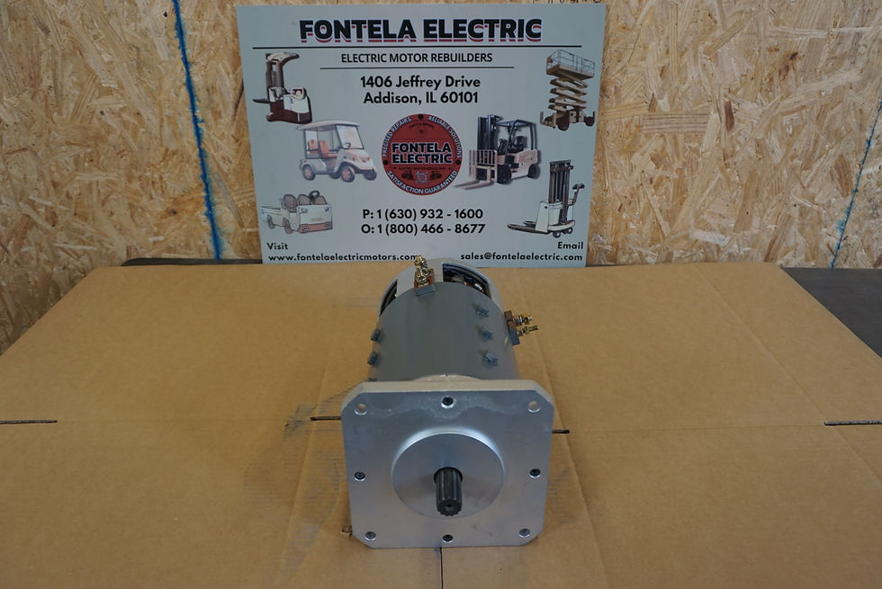 Close-up centered-view of rebuilt General Electric reman motor part number/sku 5BC49JB6002.