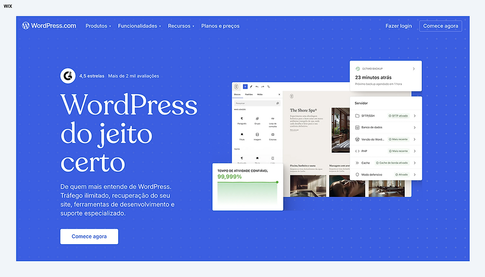 Melhores alternativas ao GoDaddy: WordPress.