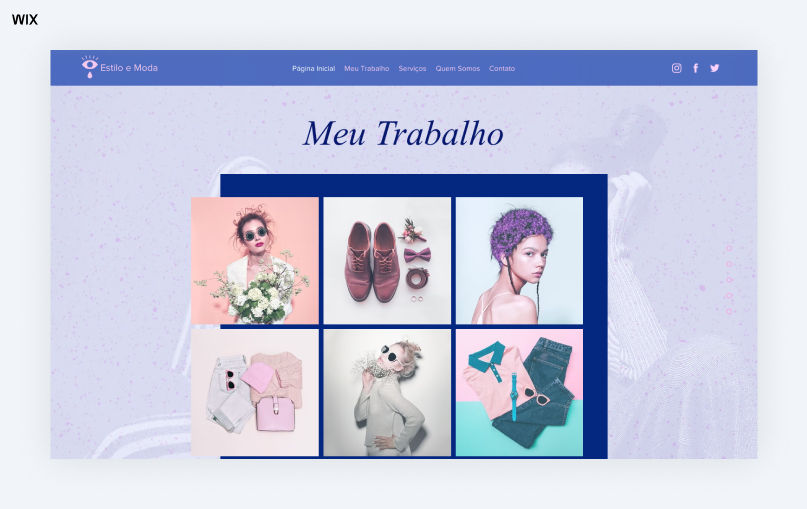 Exemplo de modelo de portfolio de moda.