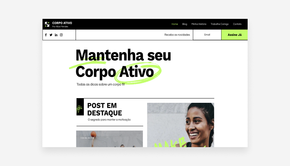 Template de blog de fitness.