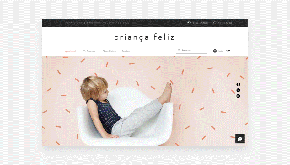GIF com exemplos de templates para loja virtual.