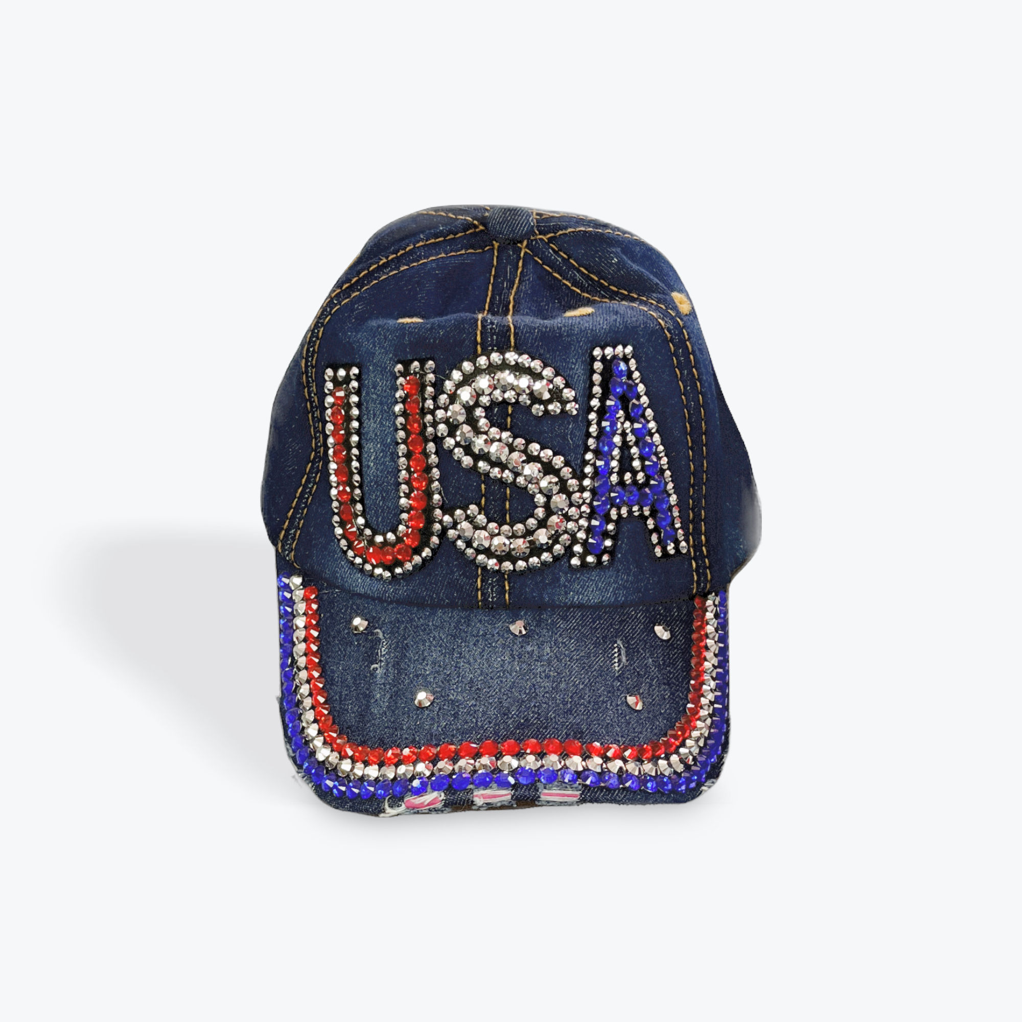 Cap Rhinestone USA denim