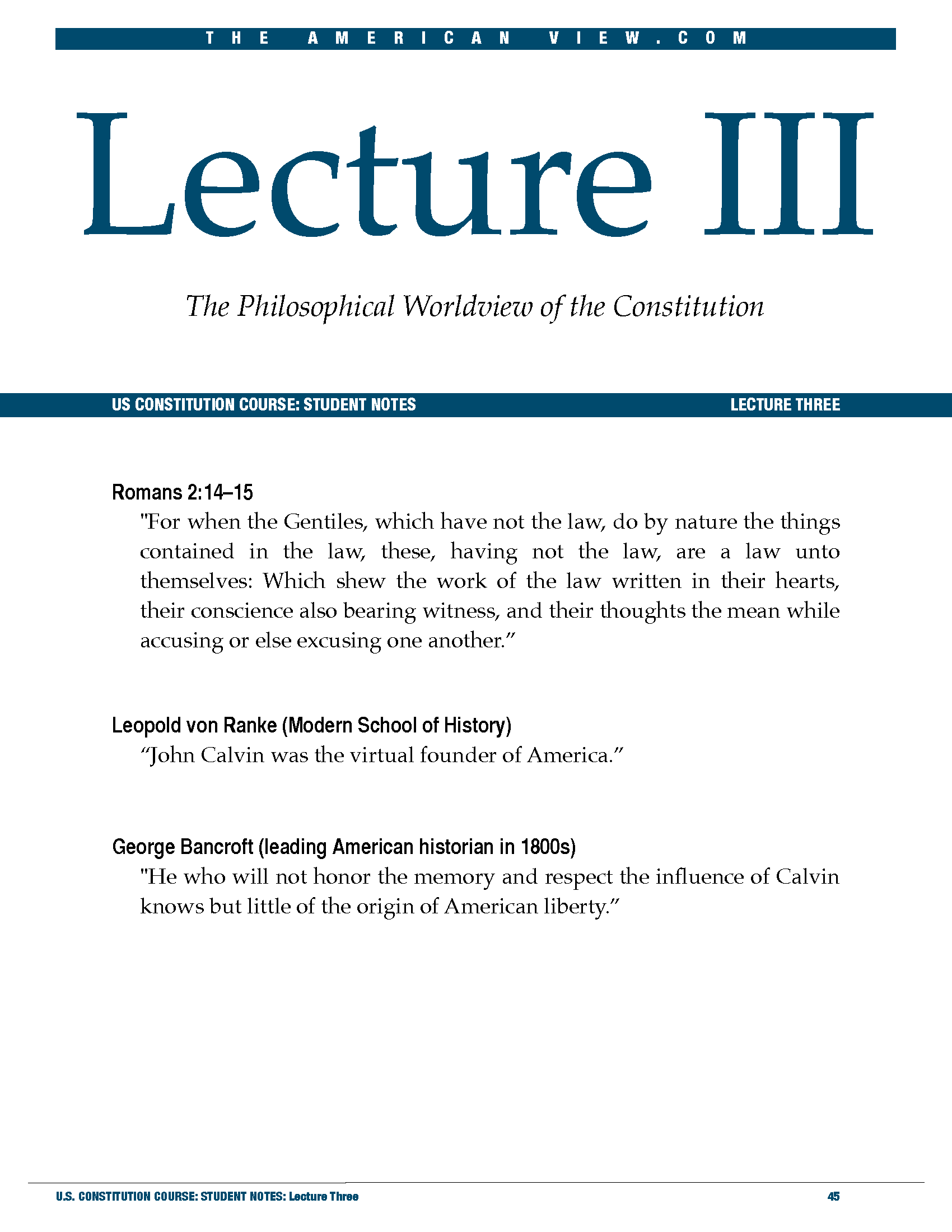 U.S. Constitution Course - Lesson #3